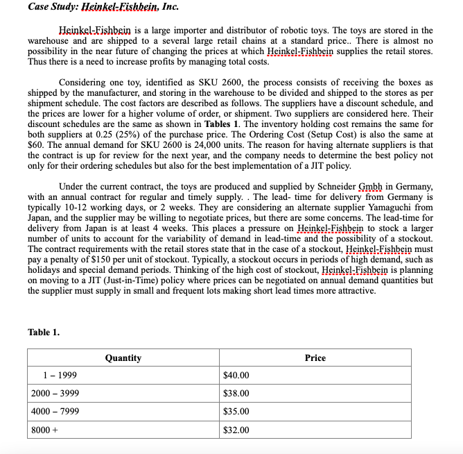 Show the formulas to question one in excel and clearly state the