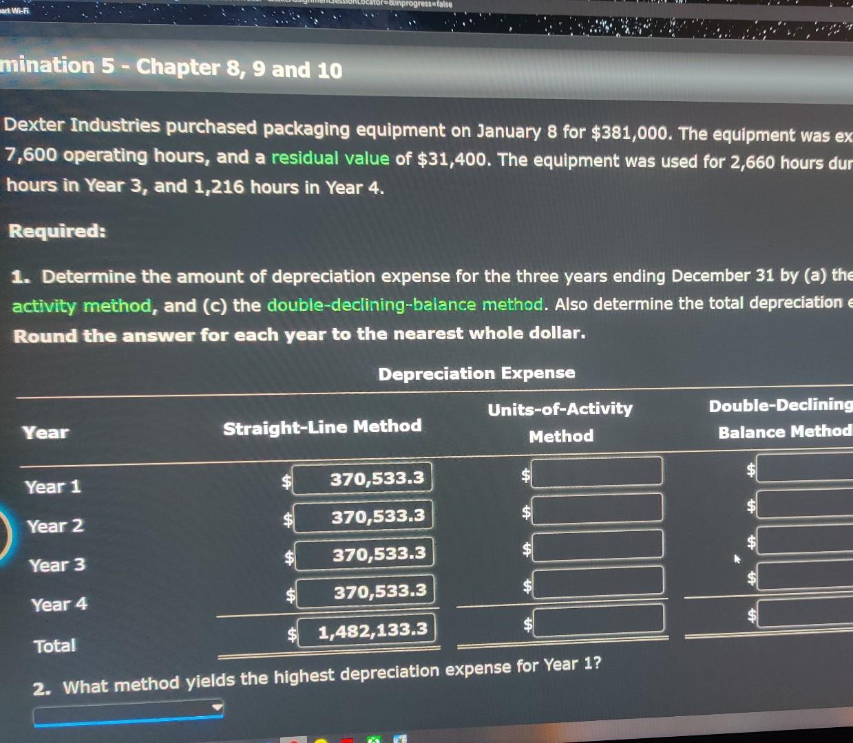 Old MathJax webview Comparing Three Depreciation Methods Dexter Industries purchased packaging equipment