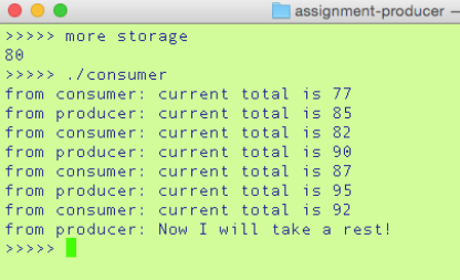 Write a bash program called producer and a C program called consumer.c.