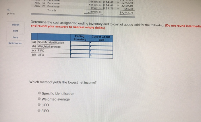 product. The company uses a periodic inventory system, and its ending inventory