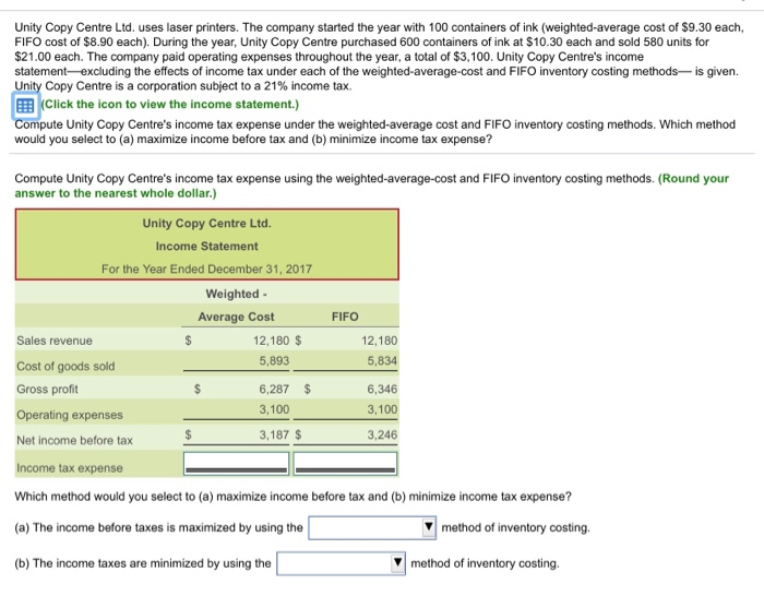  Unity Copy Centre Ltd. uses laser printers. The company started the