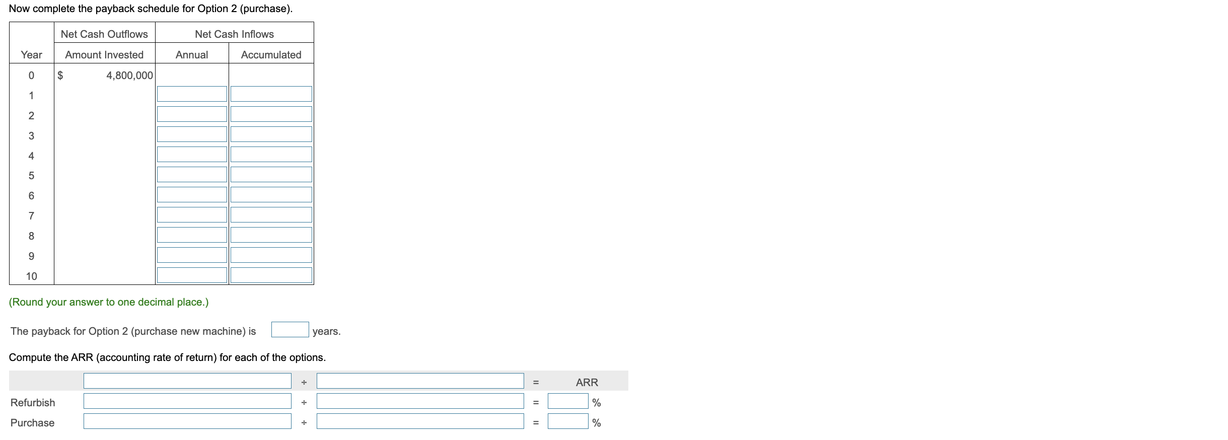 Screenshot 4: Data table More info The company is considering two options.