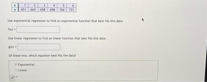  Use exponential regression to find an exponential function that best fits