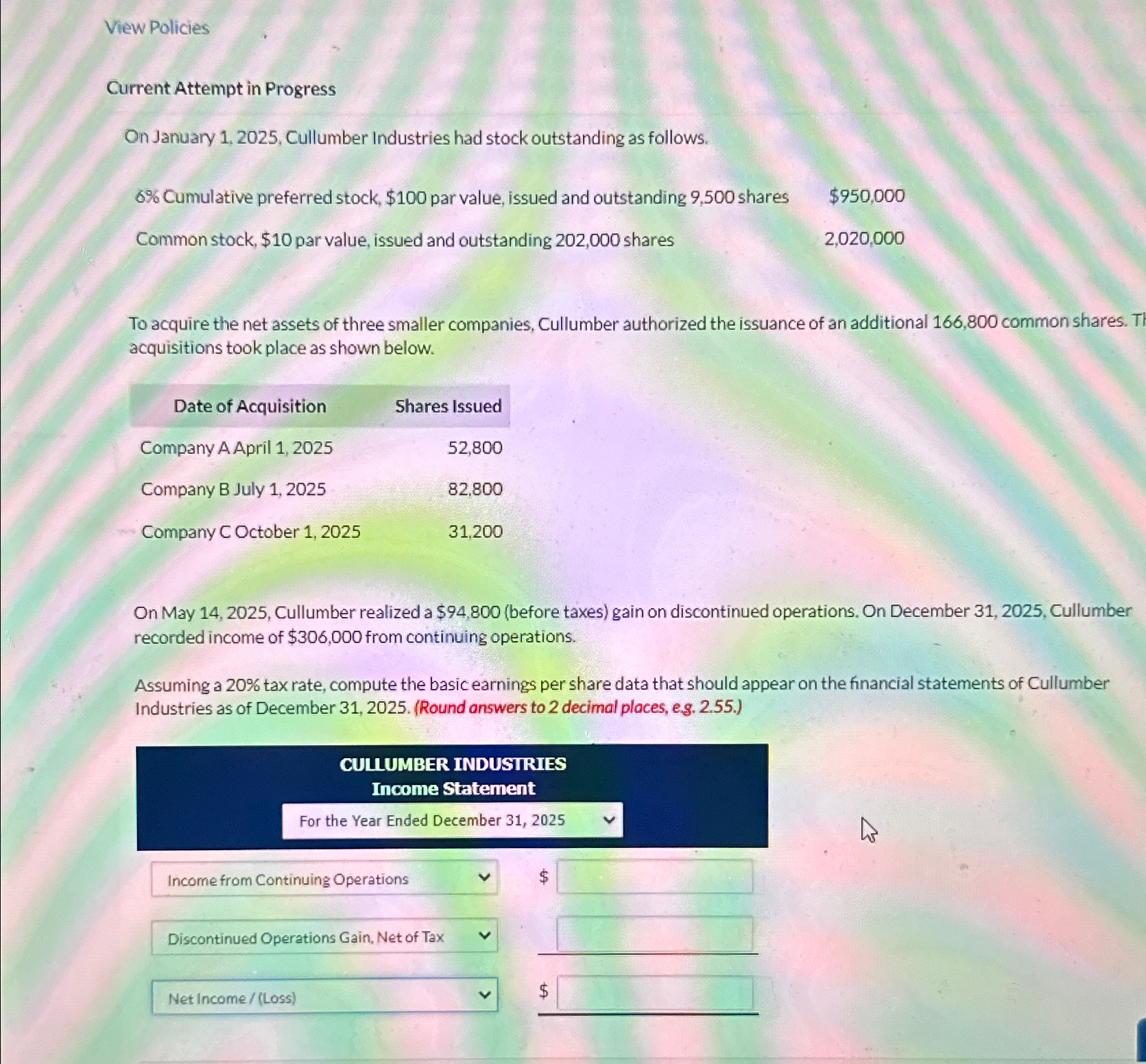  View Policies Current Attempt in Progress On January 1,2025, Cullumber Industries