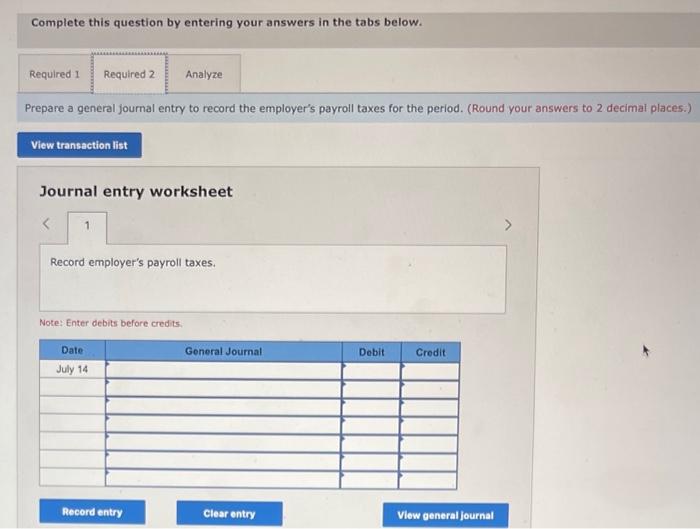 earnings, and gross earnings for each employee. (Round your intermediate calculations and
