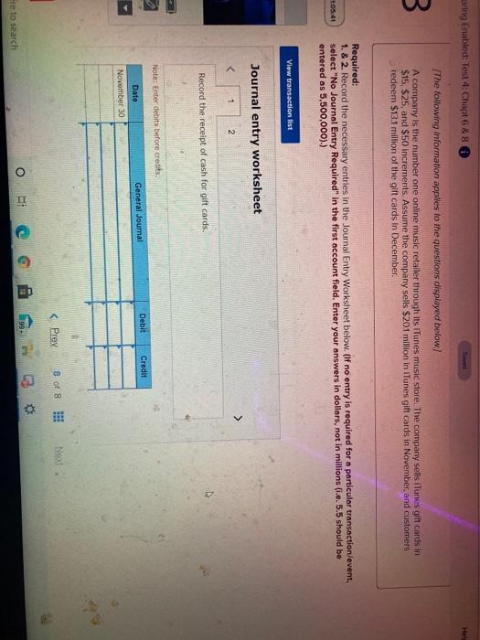  bring Enabled: Test 4: Chapt6&8 So Hell The following information applies
