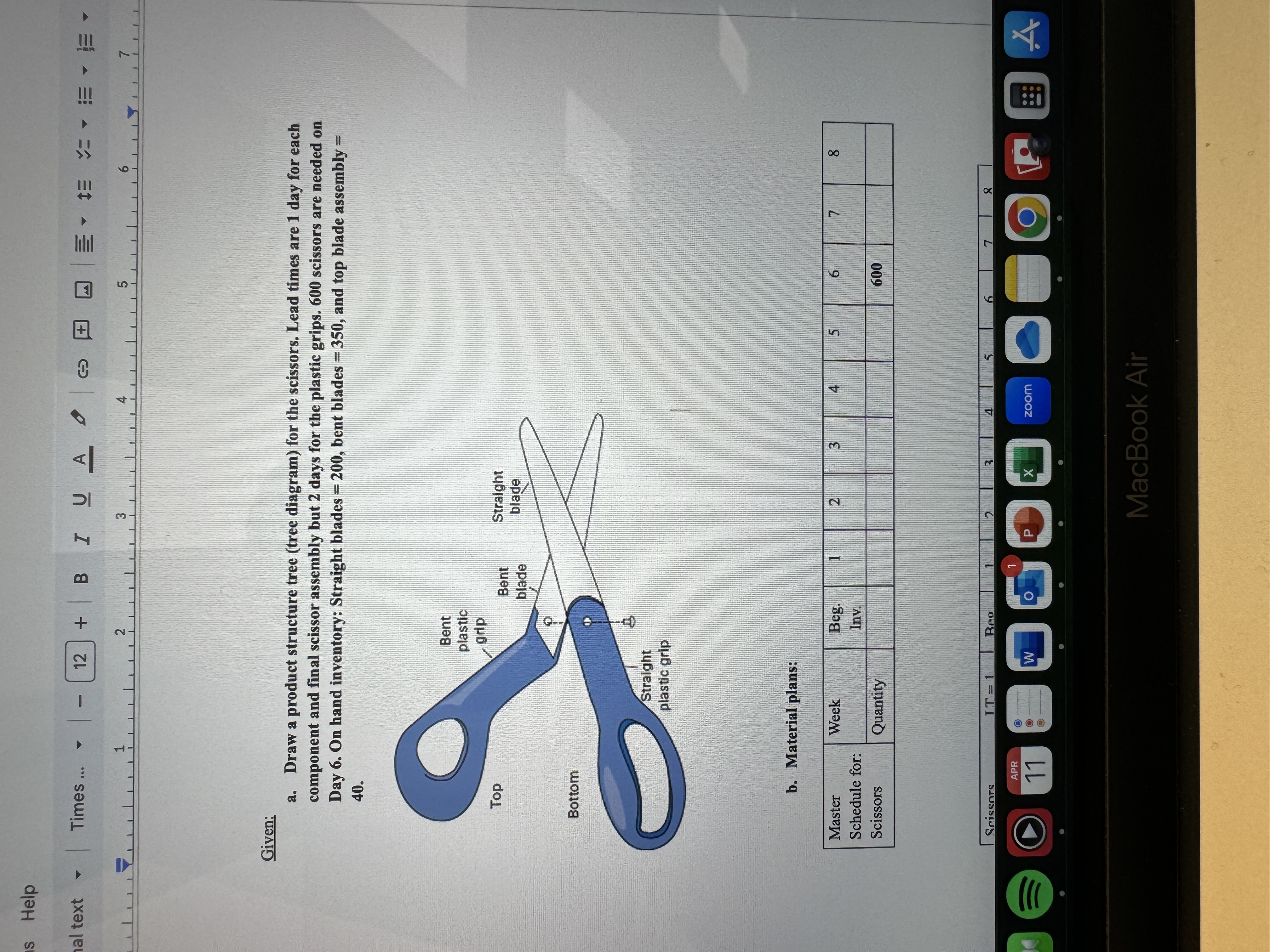  Given: a. Draw a product structure tree (tree diagram) for the
