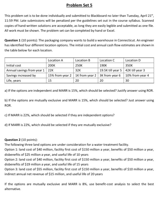 Problem Set 5 This problem set is to be done individually