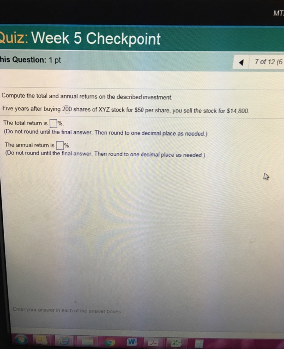  MT uiz: Week 5 Checkpoint his Question: 1 pt 7 of