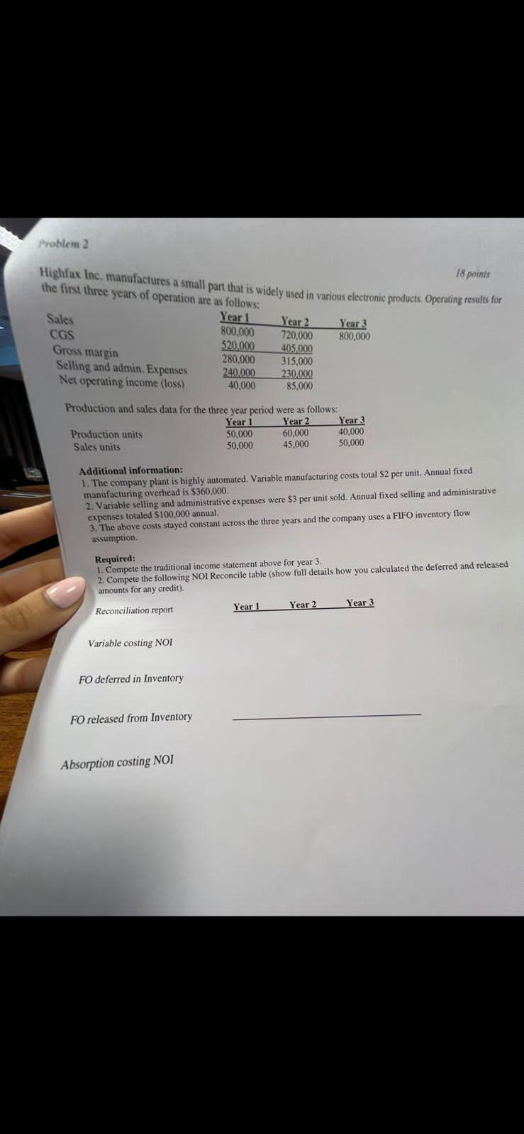  Please solve this question it's version 2 Highfax Inc, manufactures a