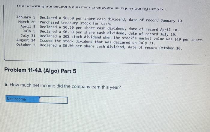 5 Declared a $0.50 per share cash dividend, date of record January
