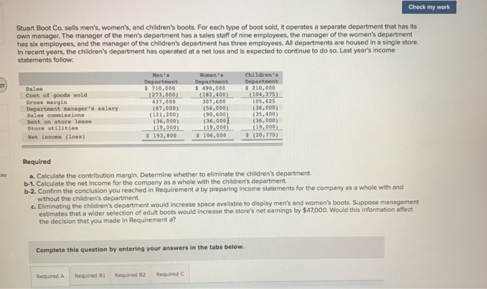  Check my work Stuart Boot Co. sells men's, women's, and children's