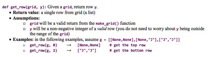  python def get_row(grid, y): Given a grid, return row y. Return