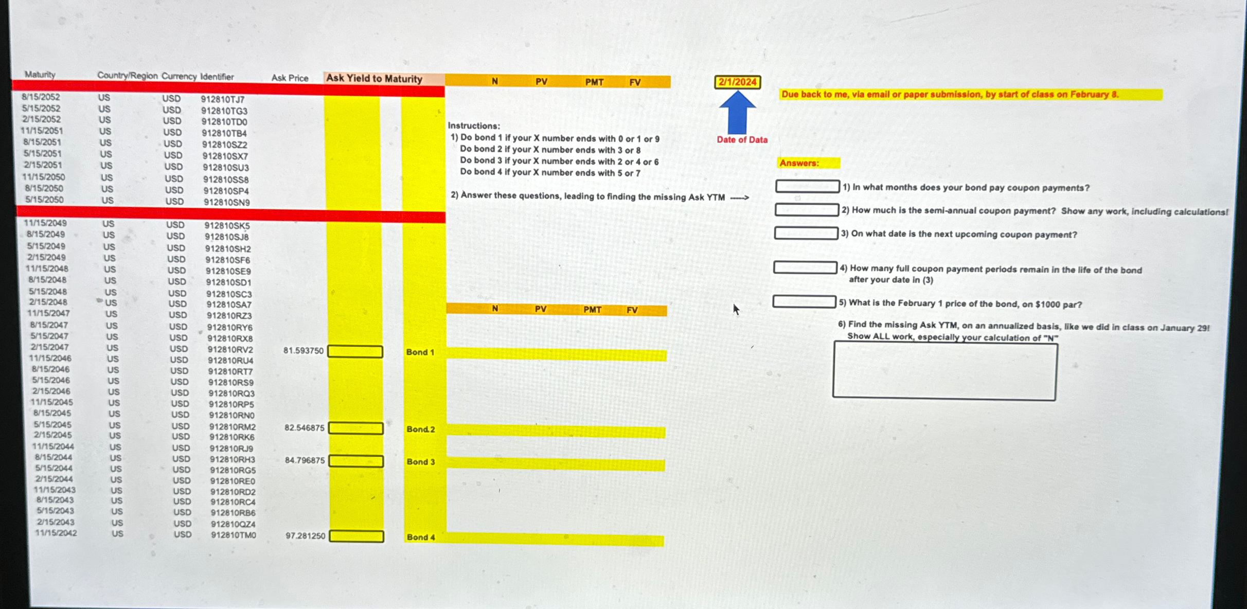  1. In what months does your bond pay coupon payments ?