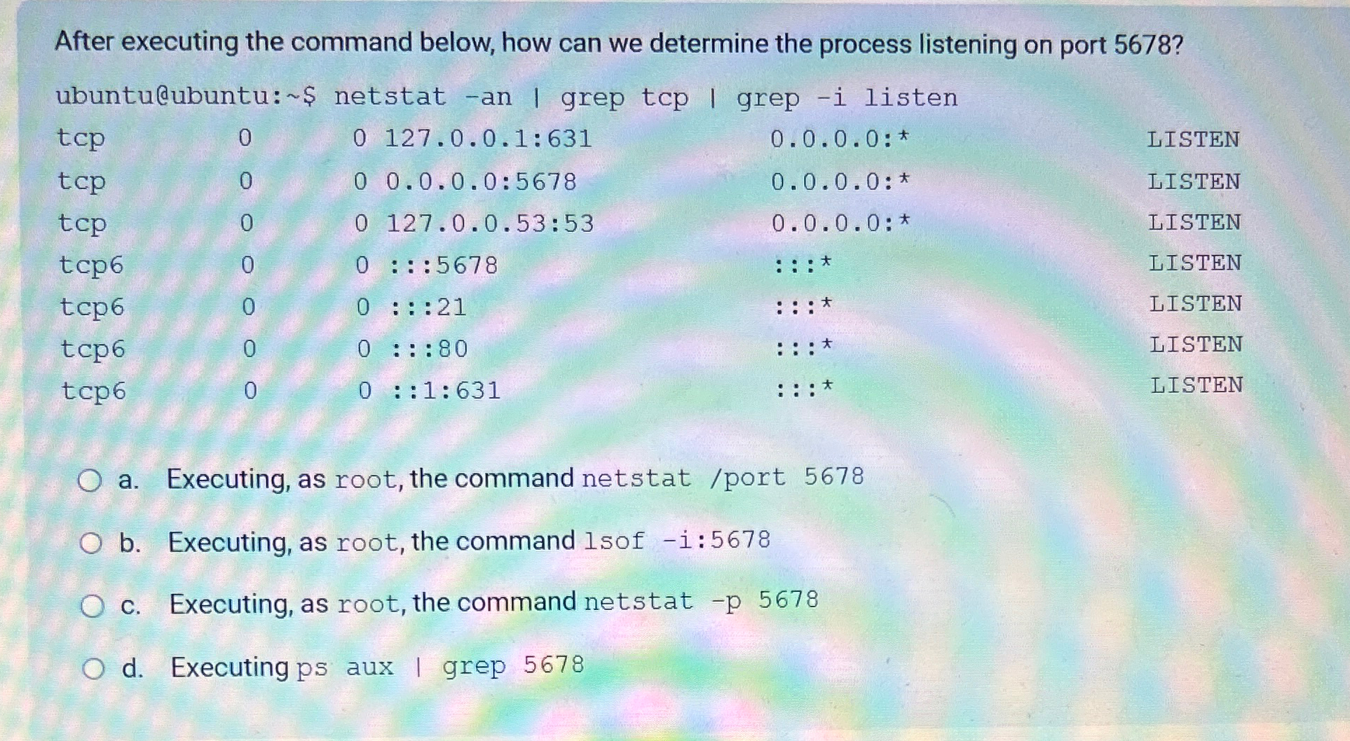  After executing the command below, how can we determine the process