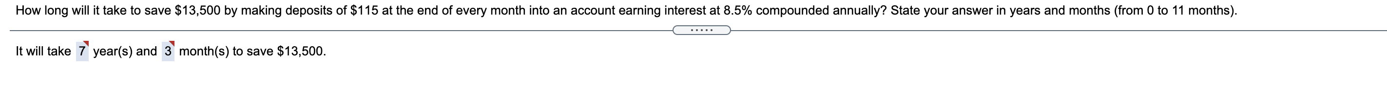 Please provide a detailed solution How long will it take to save