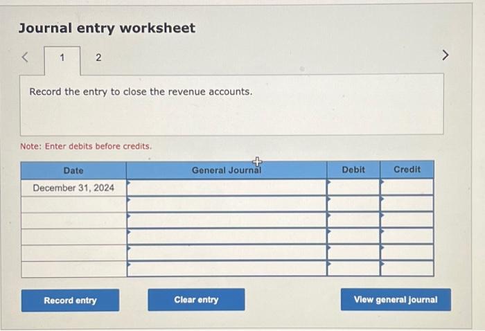 Note: Enter debits before credits. Prepare a post-closing trial balance. Journal entry