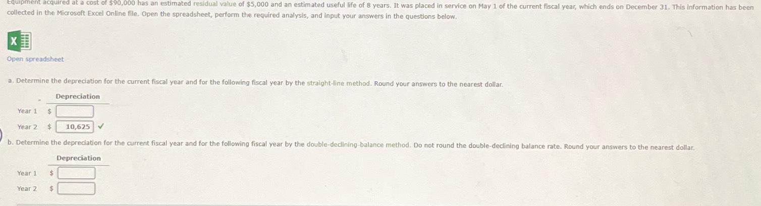  collected in the Microsoft Excel Online file. Open the spreadsheet, perform