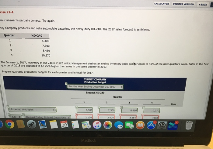  CALCULATOR PRINTER VERSON BACK cise 21-4 our answer is partially correct.