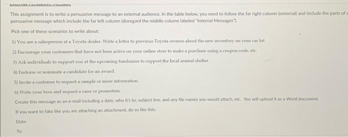 External Persuasive Message This assignment is to write a persuasive message to
