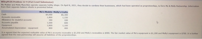  WileyPLUS Problem 12 9 (Part Level Submission) Mo Mulder and Molly