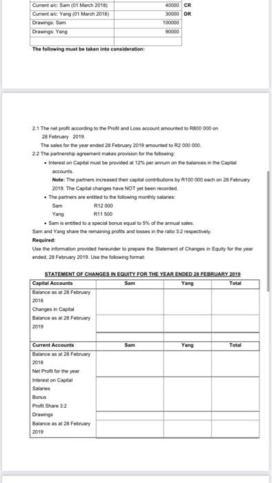 Accourting records of SamYang Traders. a partnership business with Sam and Yang