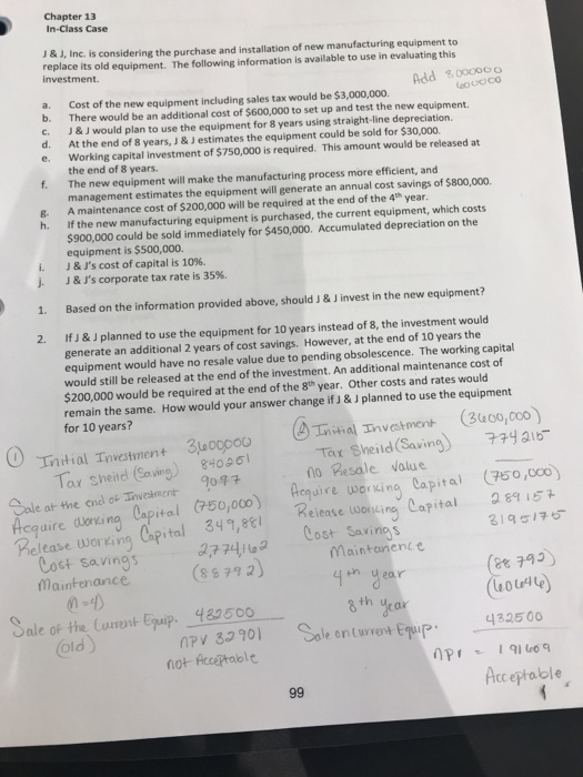 J & J, Inc. is considering the purchase and installation of new