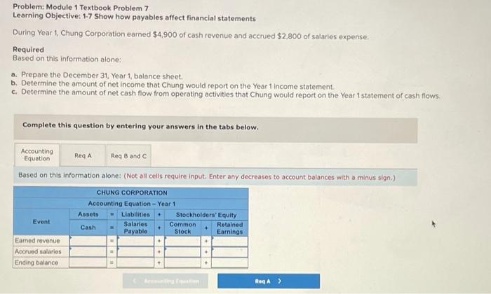  Problem: Module 1 Textbook Problem 7 Learning Objective: 1-7 Show how