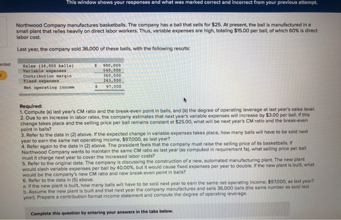  This window shows your responses and what was marked correct and