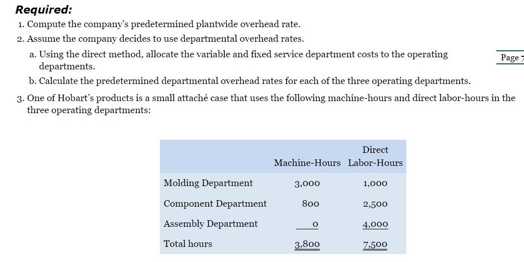 as operating departments. The Power and Maintenance departments are treated as service