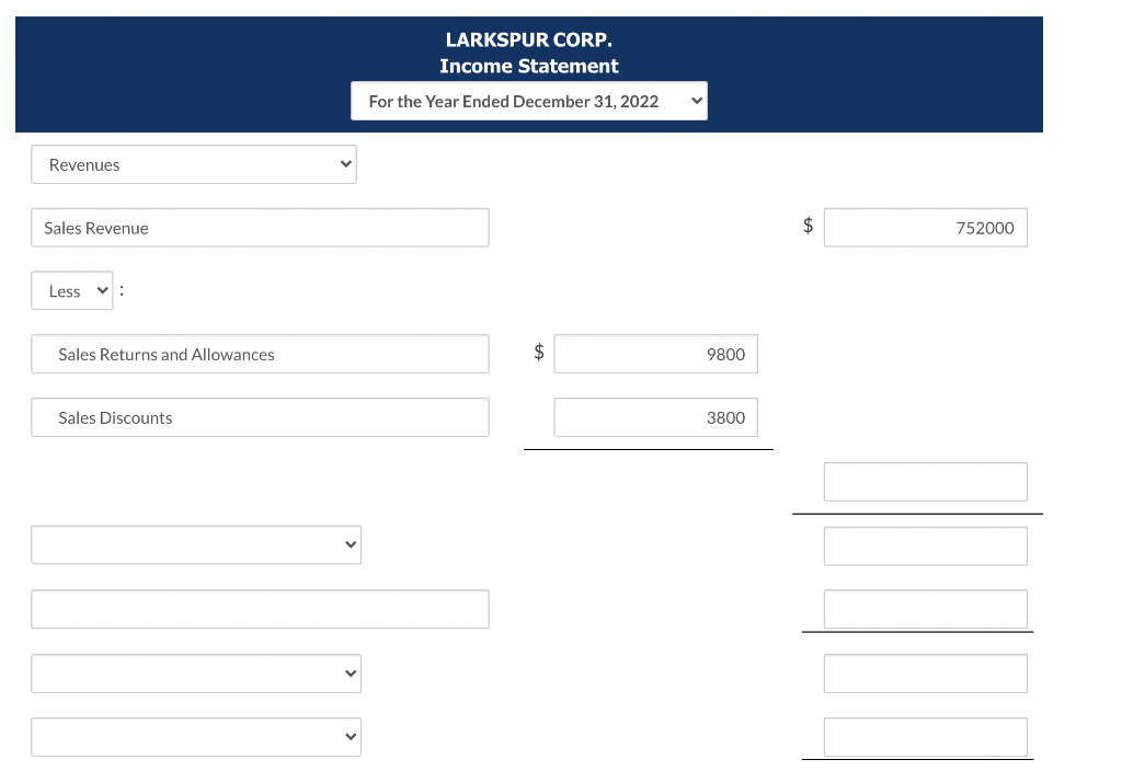 for Larkspur Corp. for the year ended December 31, 2022. Other revenues