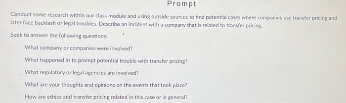  Conduct some research within our class module and using outside sources