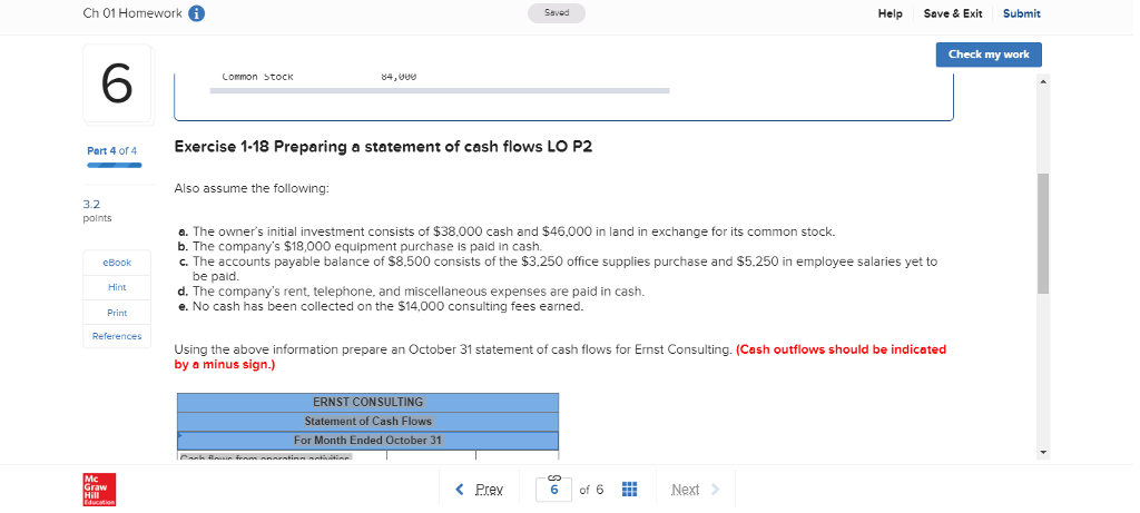 cash flows. Please help. Thanks!!! Ch 01 Homework Saved Help Save &
