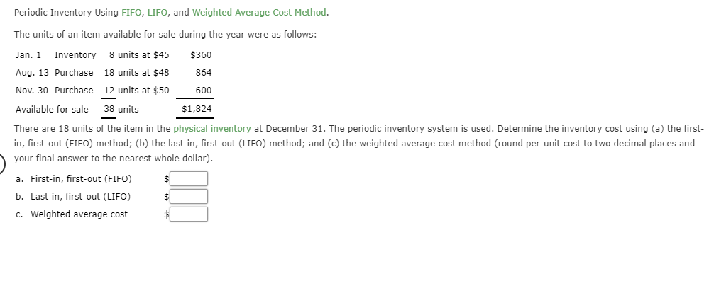 WCS12 are as follows: Oct. 1 Inventory 300 units at $8 13