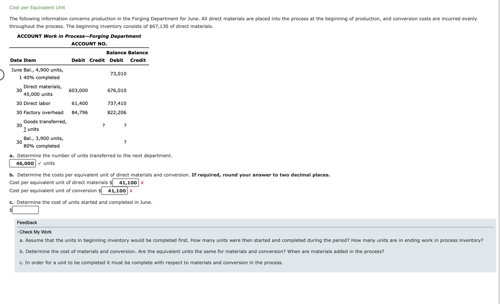  Cost per Equivalent Unit throughout the process. The beginning inventory consists