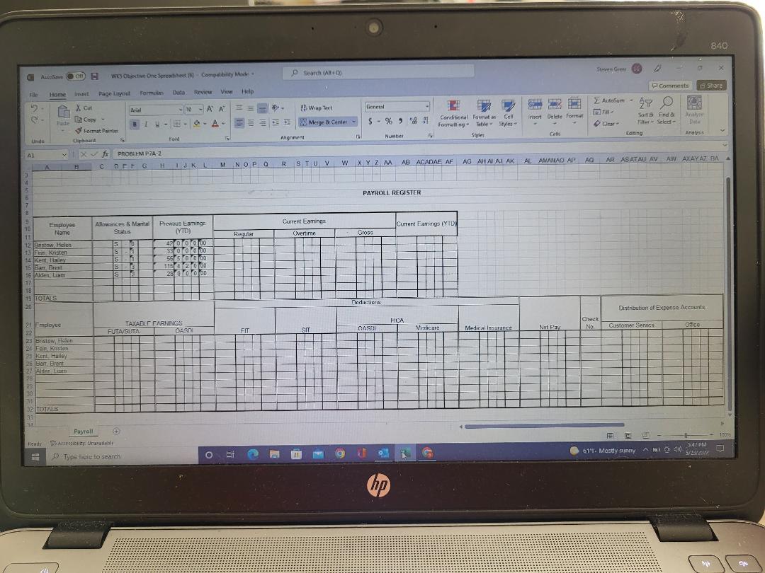 this question is for 8a-3 AutoSave off A WKS Objective One Spreadsheet