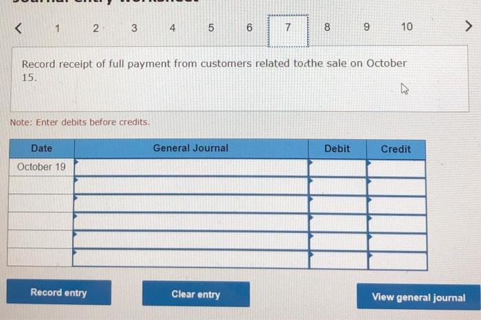 unit, terms 2/10, 1/30. October 5 Pay cash for freight charges related