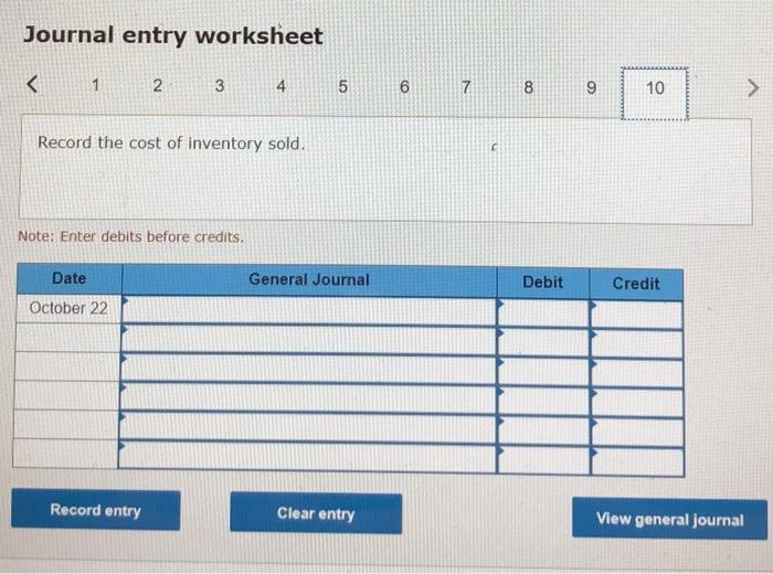 Co. in full. October 15 Se 149 units of Inventory to customers