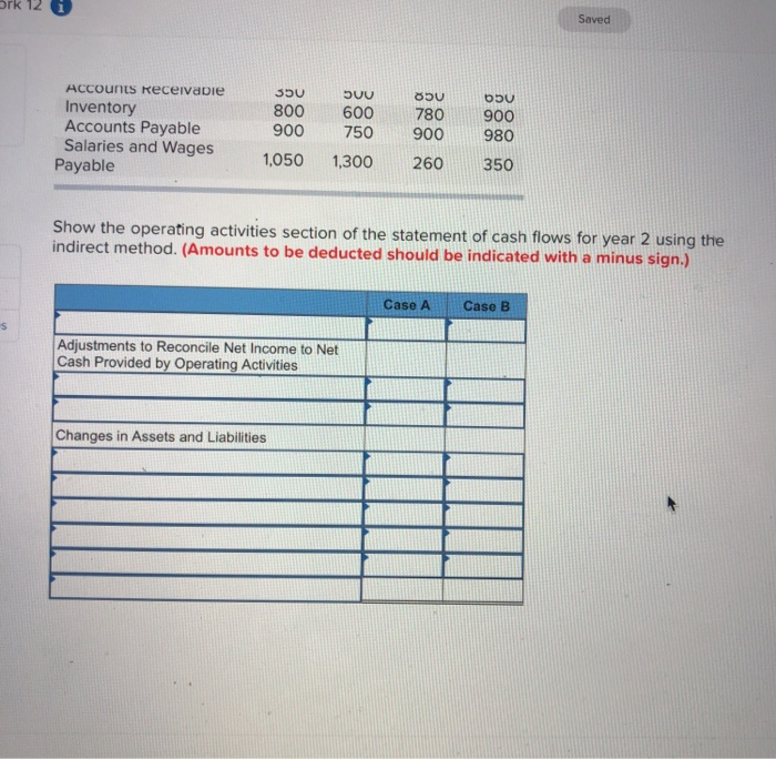 below: Case A Year 2 Year 1 12,000 12,40022,000 23,000 Case B