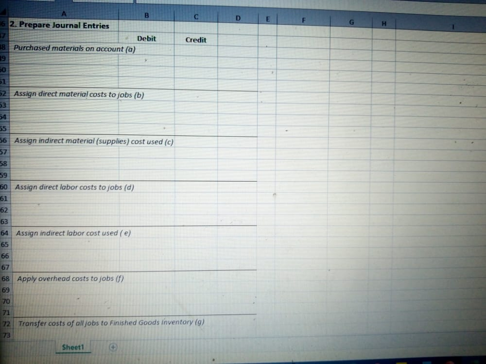 balances: Materials $12,000 Work in process $50,000 (consisting of Job 100 $30,000