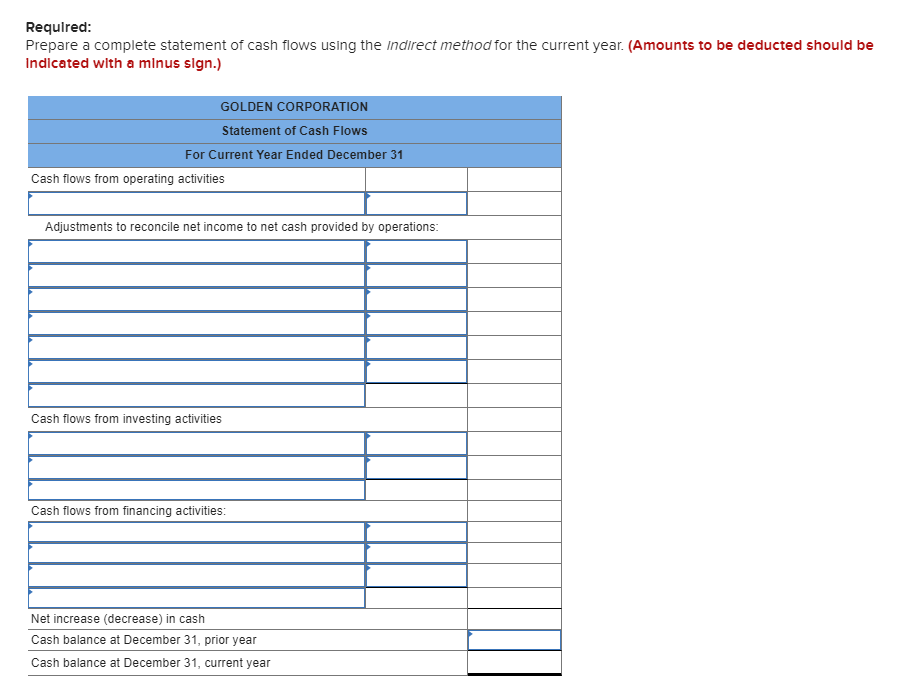 to confirm the answer. Thx Golden Corp.'s current year income statement, comparative
