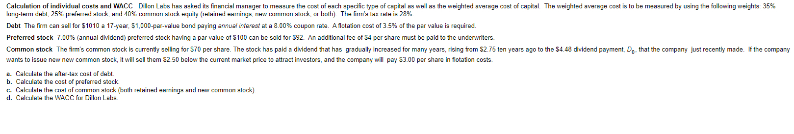  long-term debt, 25% preferred stock, and 40% common stock equity (retained