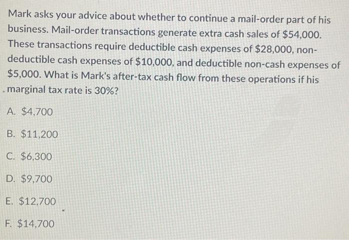  Mark asks your advice about whether to continue a mail-order part