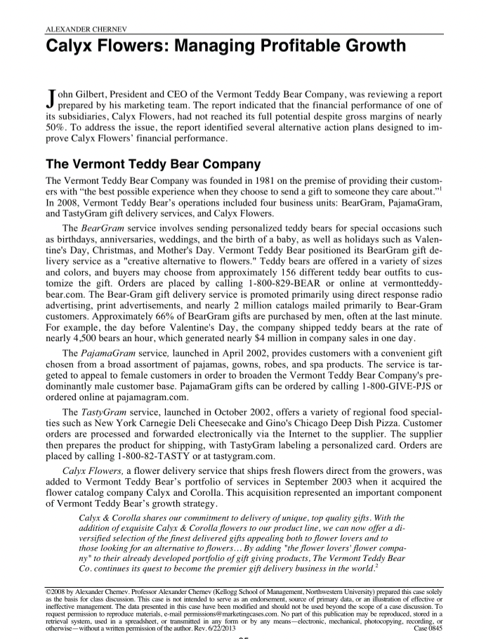  QUESTION- Summarize the case. What problem Calyx trying to solve? What