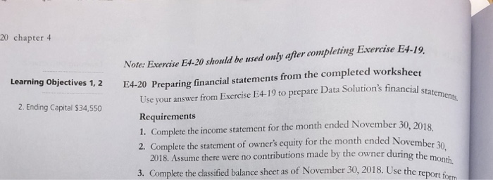  20 chapter 4 Note Exerise E4-20 should be used only afer