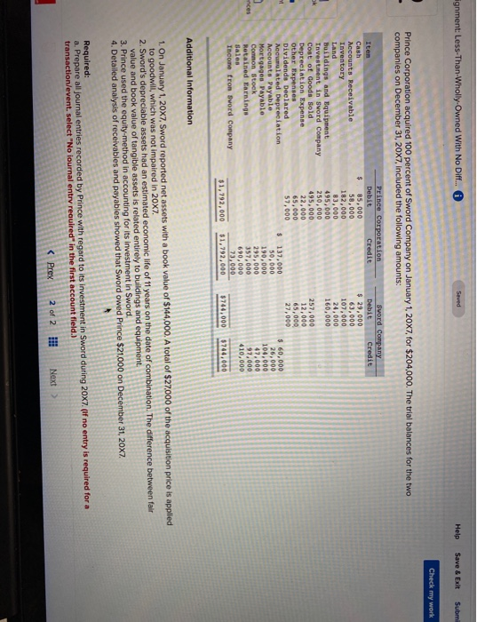  ignment: Less Than Wholly-owned With No Diff... Seved Help Save &