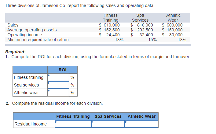 SOLVE ALL CORRECT OR I WILLR RATE NEGATIVE Three divisions of Jameson
