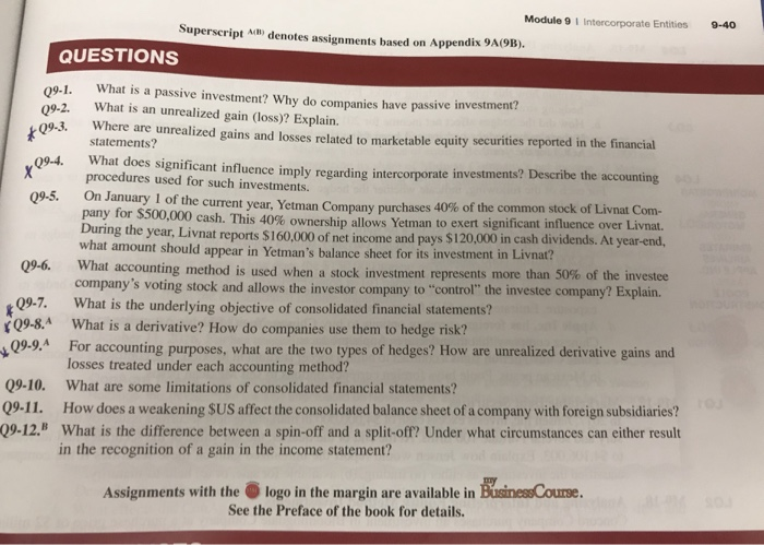  Answer the ones with stars on them. Module 9 1 Intercorporate