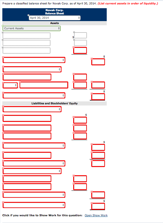 information for Novak Corp., effective as of its April 30, 2014, year-end