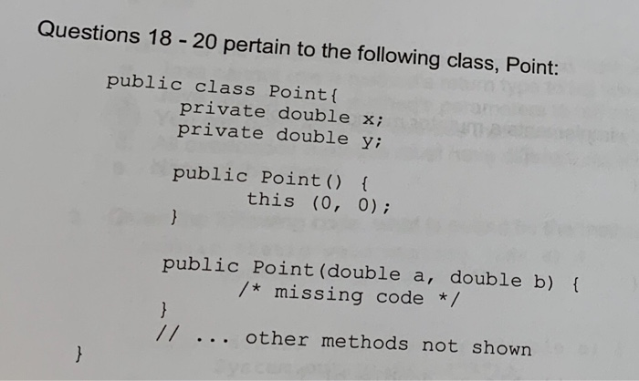 x and y to (0,0) by calling the second constructor. What could